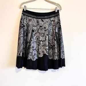 Yedina Black and White Skirt with Mesh and Sequin Detail